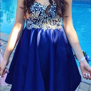 Navy Sweetheart Embellished Dress